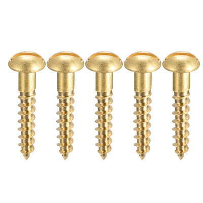 Harfington Uxcell Wood Screws, Slotted Round Head Brass Self-Tapping Screw