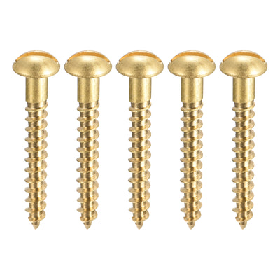 Harfington Uxcell Wood Screws Slotted Round Head Brass Self-Tapping Screw