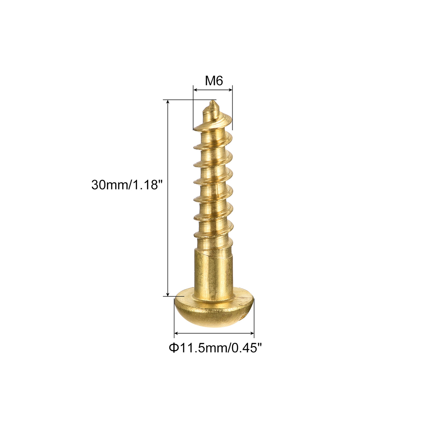 uxcell Uxcell Wood Screws Slotted Round Head Brass Self-Tapping Screw