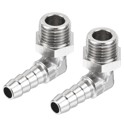 Harfington Nickel-plated Copper Hose Barb Fitting Elbow 6mm Barbed M12x1.25 Male Thread Right Angle Pipe Connector Pack of 2