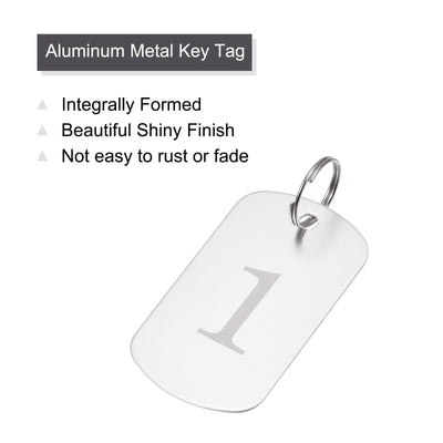 Harfington Metal Key Tag, 1-5 Number Tag, ID Tag with Ring 2x1.2inch Silver Rectangle Blank for Decoration, Pack of 5