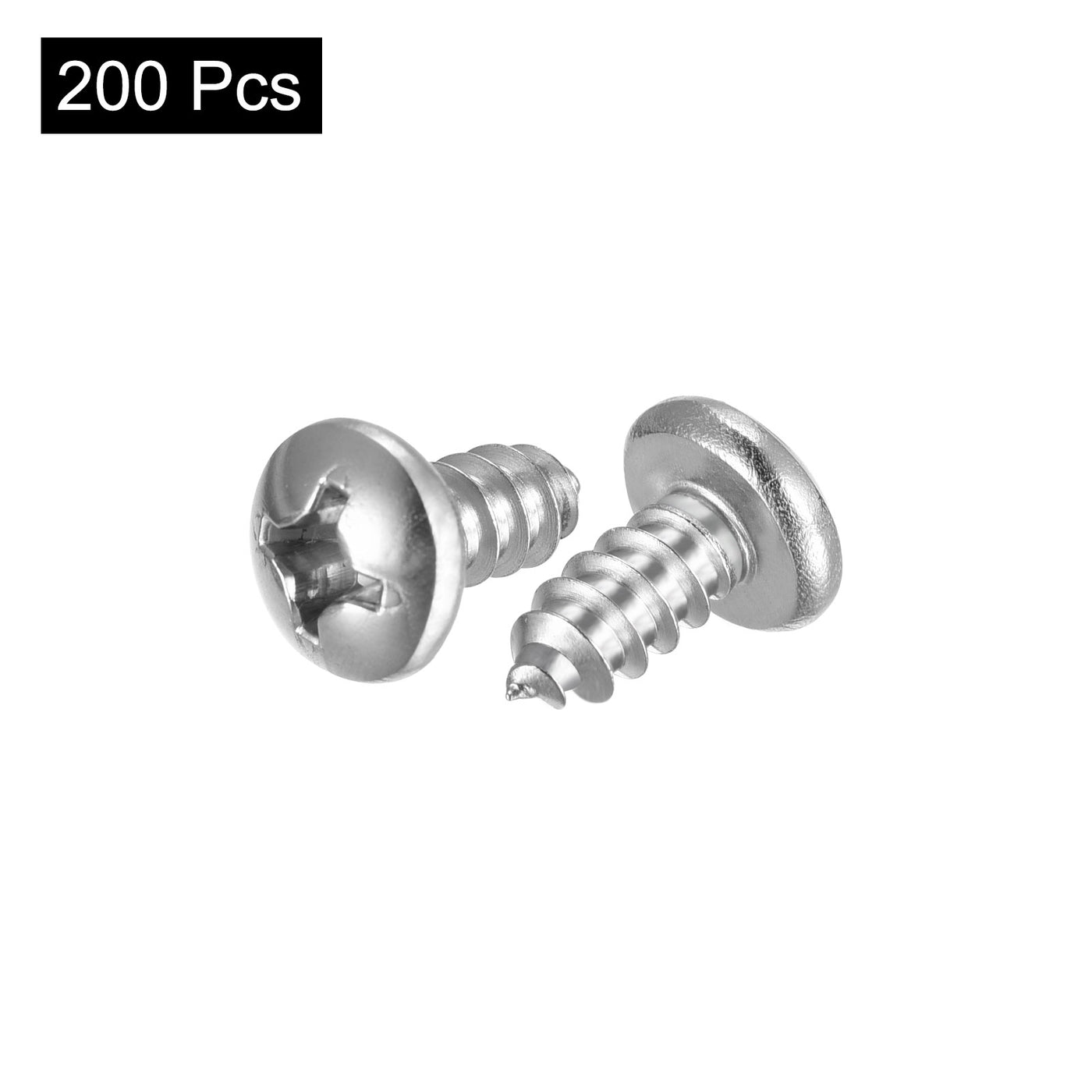 uxcell Uxcell Screws #4x1/4" Phillips Self Tapping Screw 304 Stainless Steel 200pcs