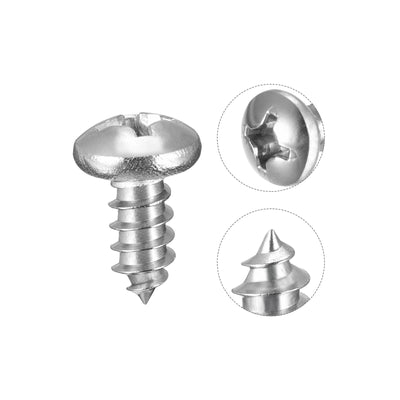 Harfington Uxcell Screws #4x1/4" Phillips Self Tapping Screw 304 Stainless Steel 200pcs