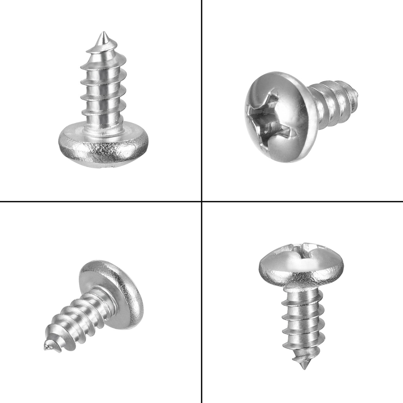 uxcell Uxcell Screws #4x1/4" Phillips Self Tapping Screw 304 Stainless Steel 200pcs