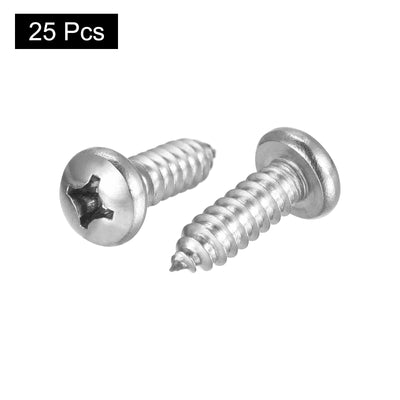 Harfington Uxcell Screws #14x3/4" Phillips Self Tapping Screw 304 Stainless Steel 25pcs