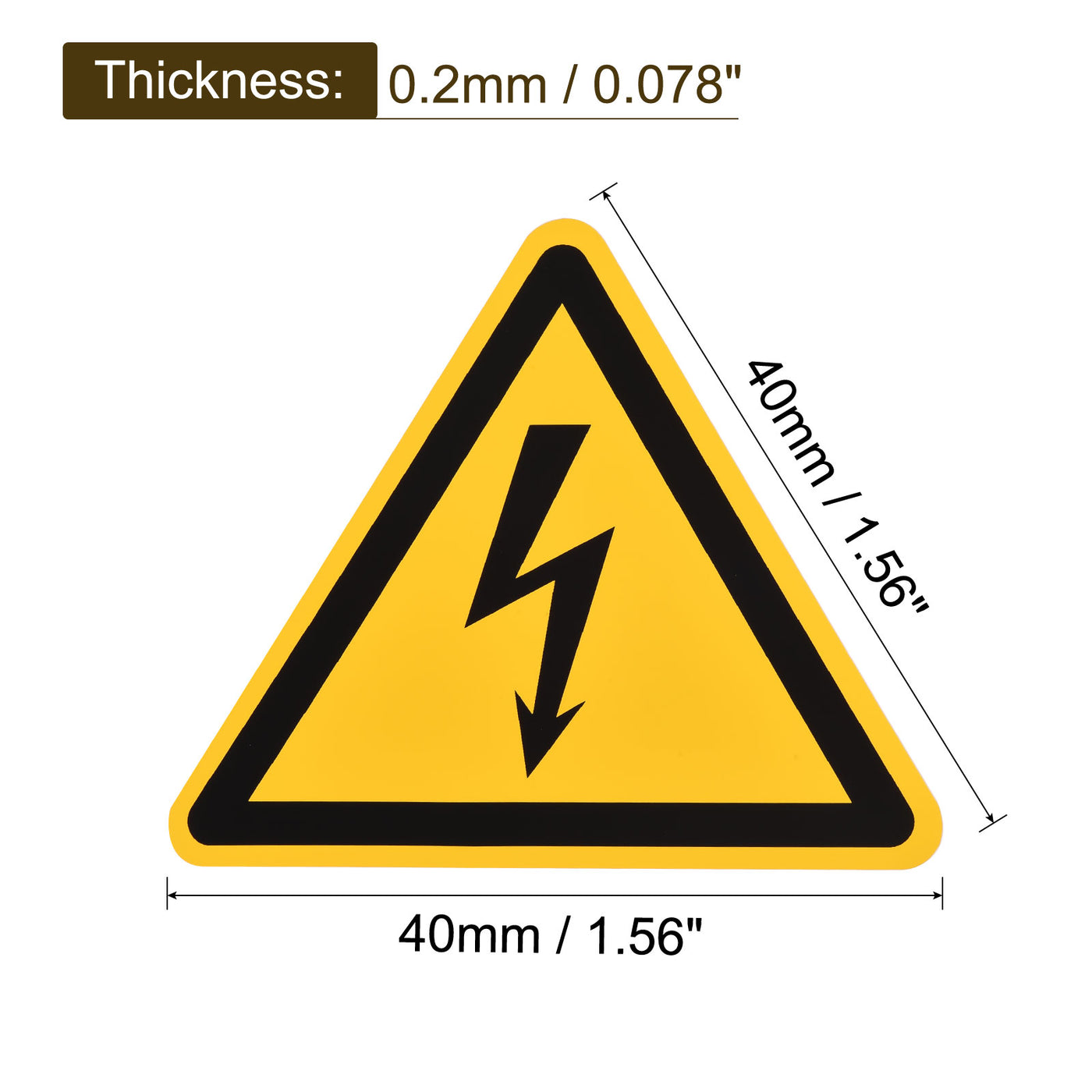 Harfington Triangle Electrical Shock Risk Warning Sign Self Adhesive Yellow 40mm 10pcs