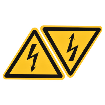 Harfington Triangle Electrical Shock Risk Warning Sign Self Adhesive Yellow 40mm 10pcs