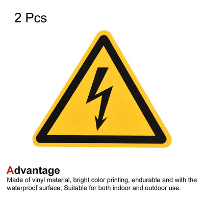 Harfington Triangle Electrical Shock Risk Warning Sign Self Adhesive Yellow 100mm 2pcs