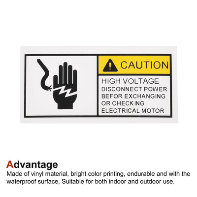 Harfington Rectangle Electrical Shock Risk Warning Sign Yellow with Black Words 50x25mm