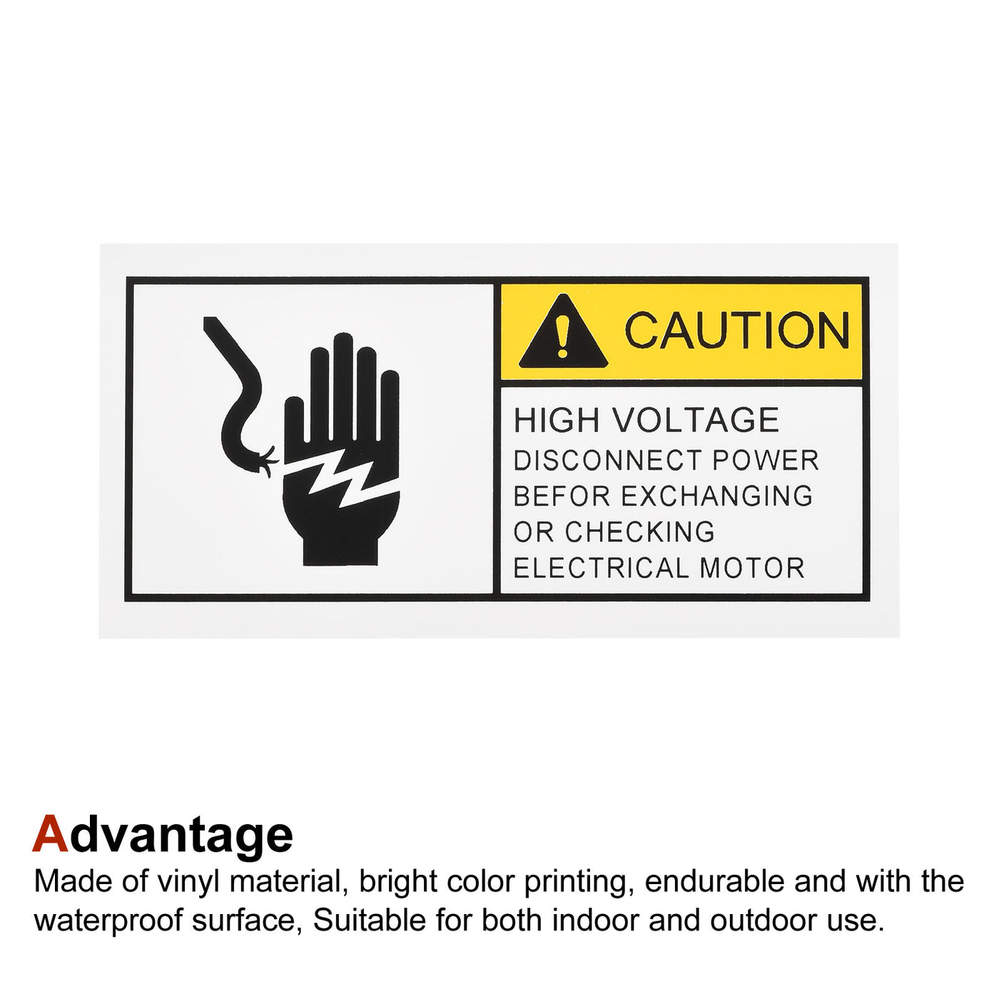 Harfington Rectangle Electrical Shock Risk Warning Sign Yellow with Black Words 100x50mm