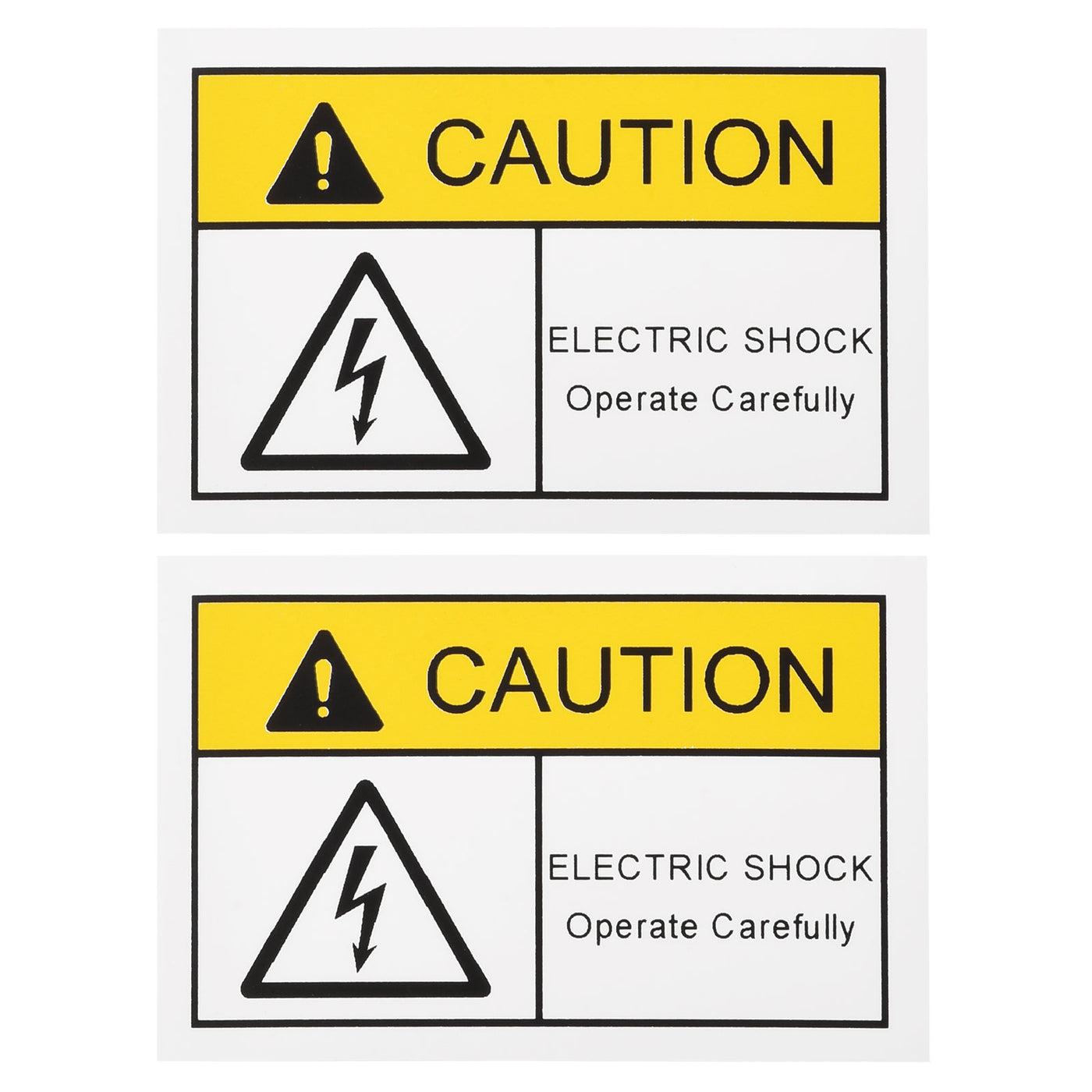 Harfington Rectangle Electrical Shock Risk Warning Sign Yellow with Black Word 60x40mm 2pcs
