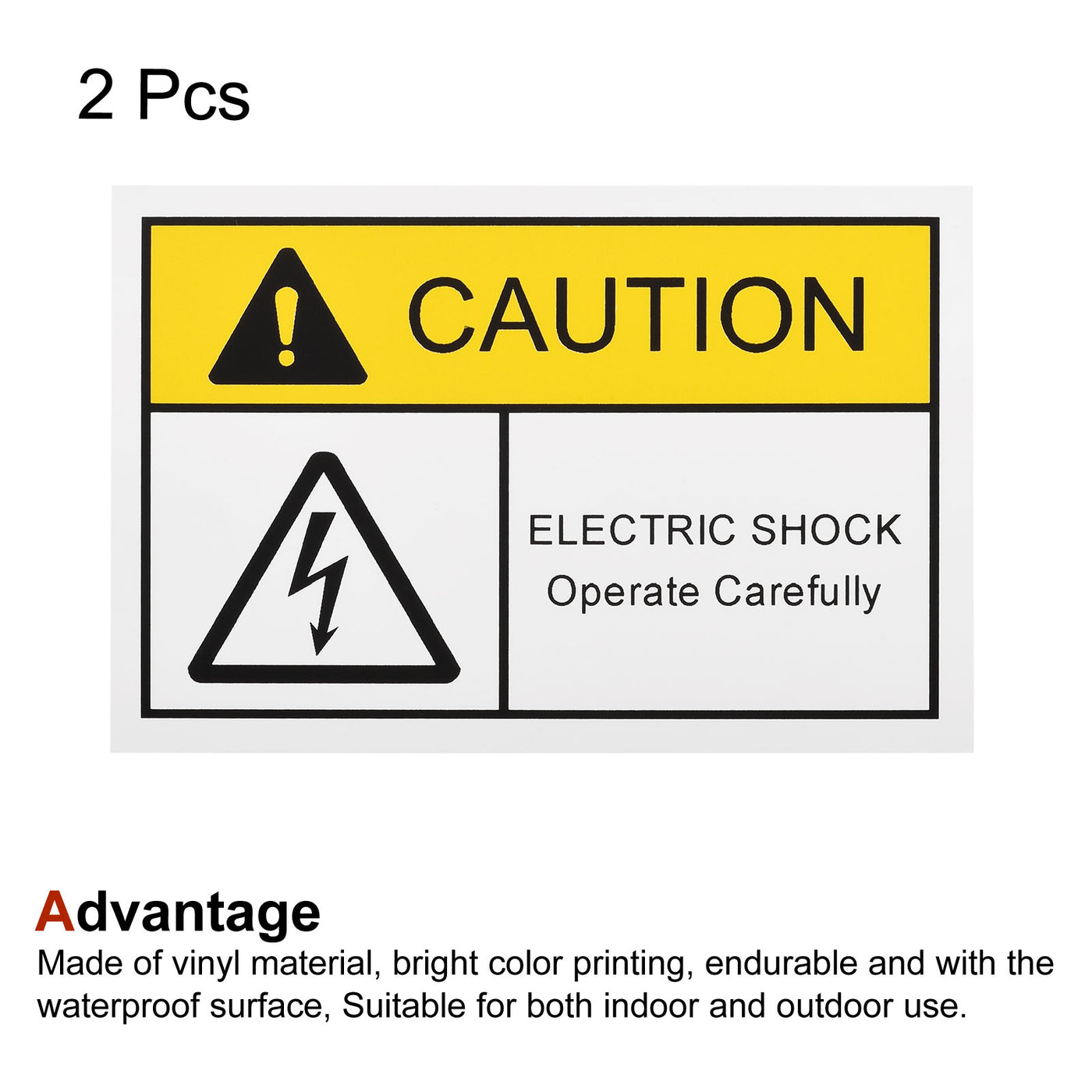 Harfington Rectangle Electrical Shock Risk Warning Sign Yellow with Black Word 90x60mm 2pcs