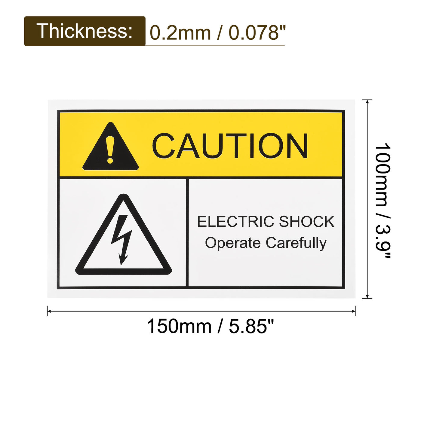 Harfington Rectangle Electrical Shock Risk Warning Sign with Black Word 150x100mm 2pack