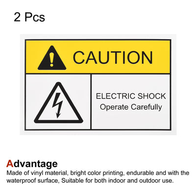 Harfington Rectangle Electrical Shock Risk Warning Sign with Black Word 150x100mm 2pack