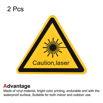 Harfington Triangle Laser Hazard Caution Warning Sign Yellow with Black Words 100mm 2pcs