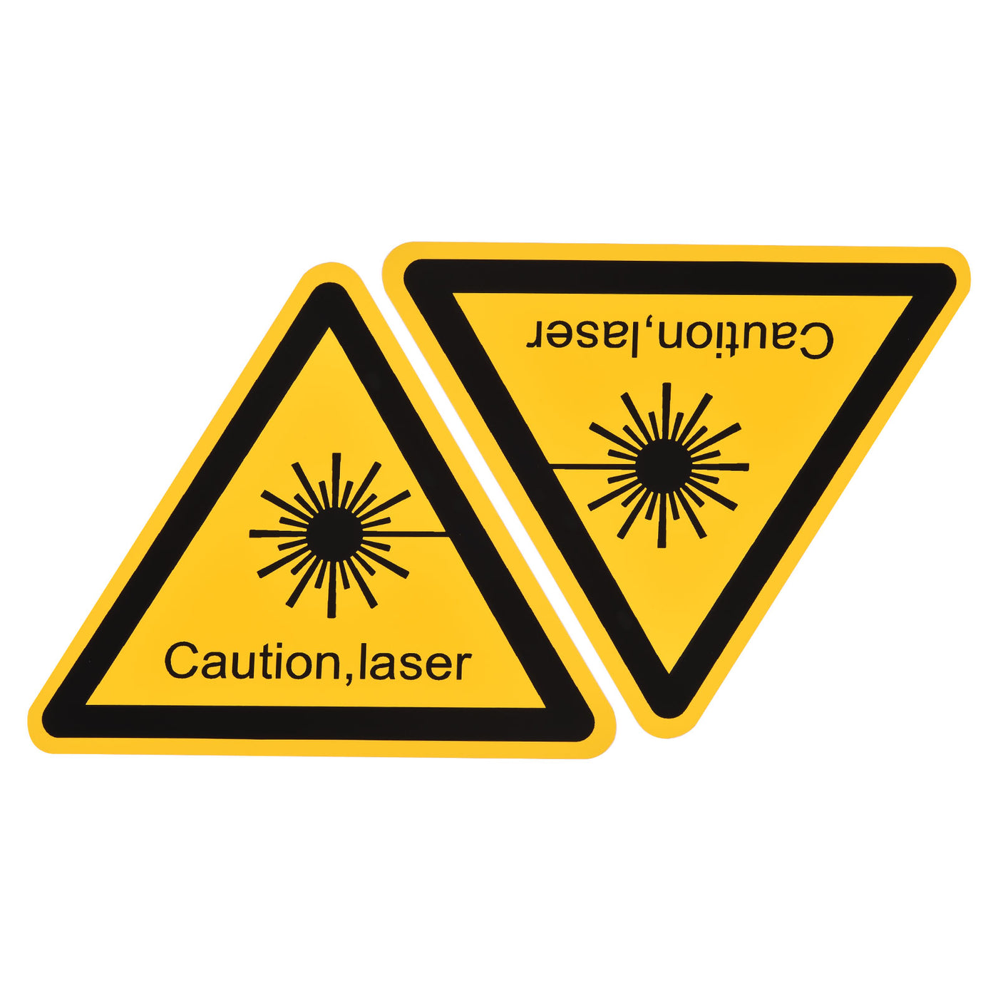 Harfington Triangle Laser Hazard Caution Warning Sign Yellow with Black Words 100mm 2pcs