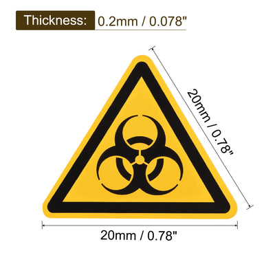 Harfington Triangle "Biohazard" Warning Sign Yellow with Black Words 20mm 10pcs
