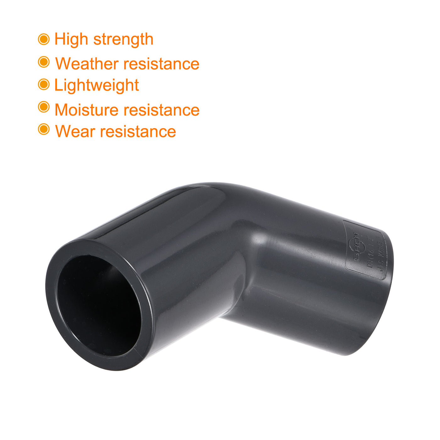 Harfington UPVC Elbow Pipe Fitting Japanese Standard DN15 1/2" ID Socket 45 Degree Water Pipe Connector Adapter, Gray