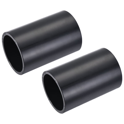 Harfington UPVC Pipe Fitting 2-1/2" 76mm ID DN65 Socket Coupling Straight Joint Connector, Black, Pack of 2