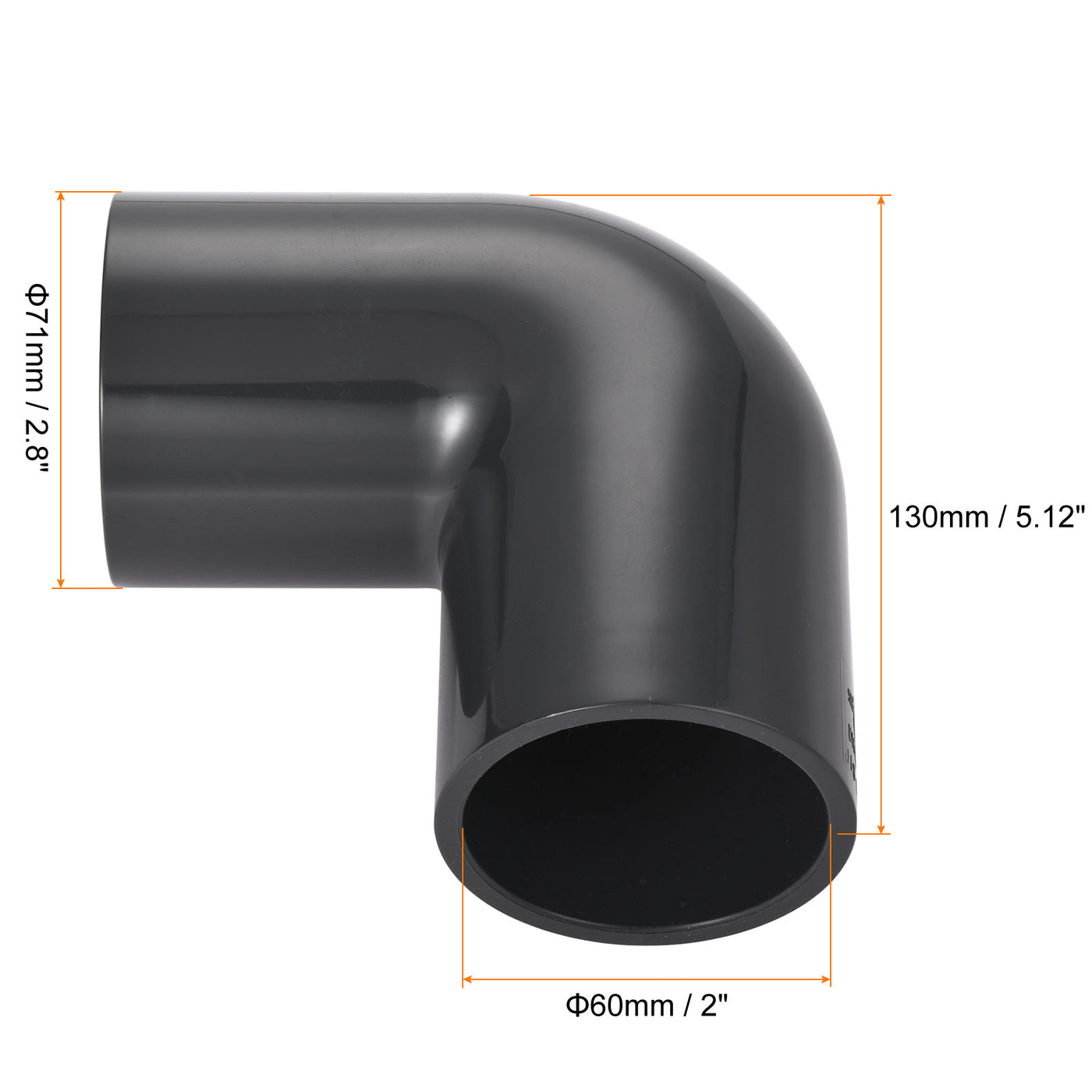 Harfington UPVC Elbow Pipe Fitting DN50 2" ID Socket 90 Degree Water Pipe Connector Adapter, Gray