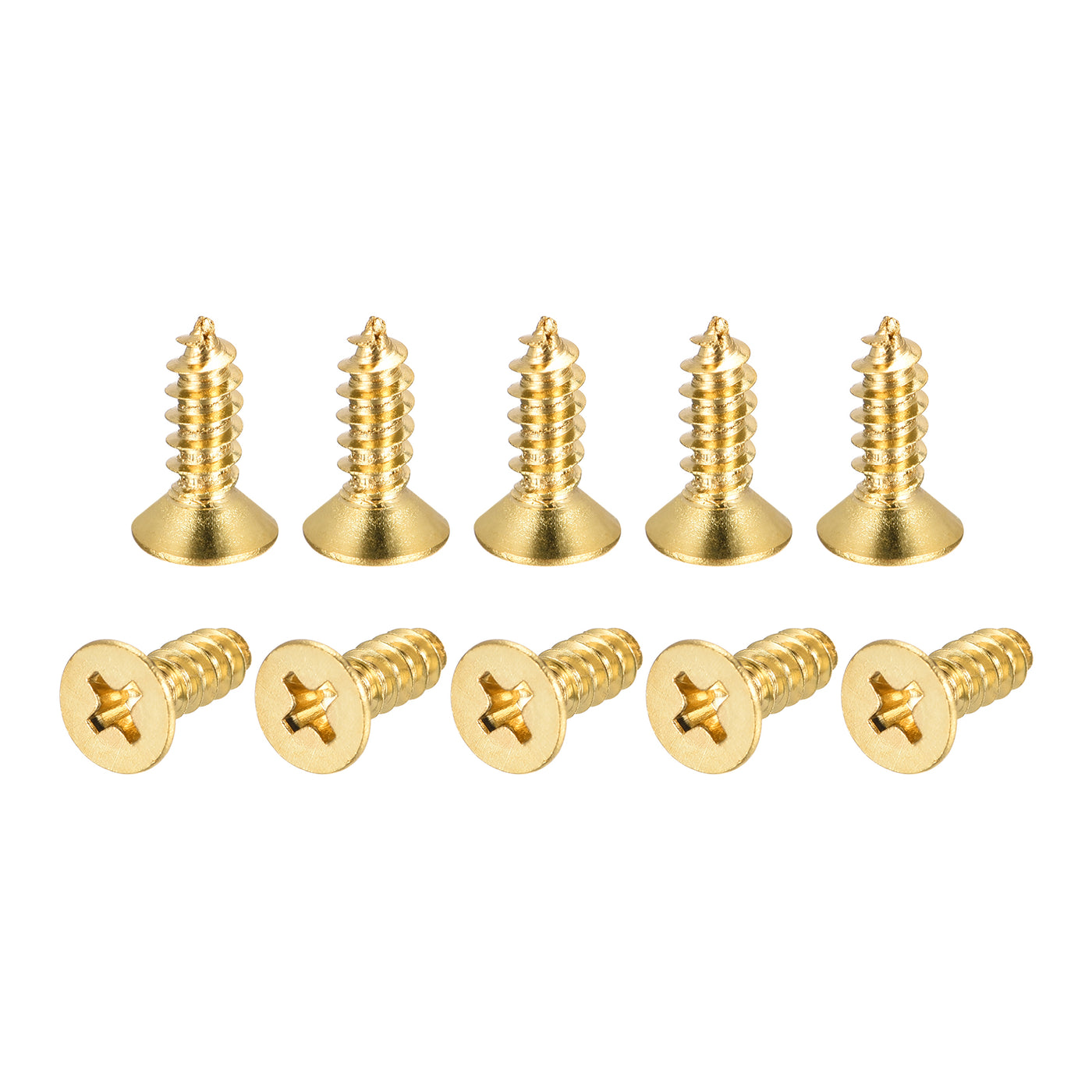 uxcell Uxcell Brass Wood Screws, M5x16mm Phillips Flat Head Self Tapping Connector for Door Hinges, Wooden Furniture, Home Appliances 100Pcs