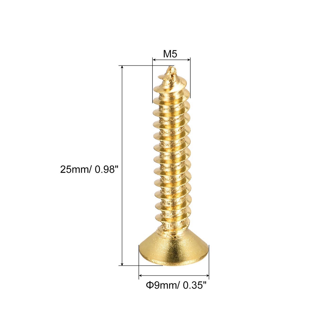 uxcell Uxcell Brass Wood Screws, M5x25mm Phillips Flat Head Self Tapping Connector for Door Hinges, Wooden Furniture, Home Appliances 16Pcs