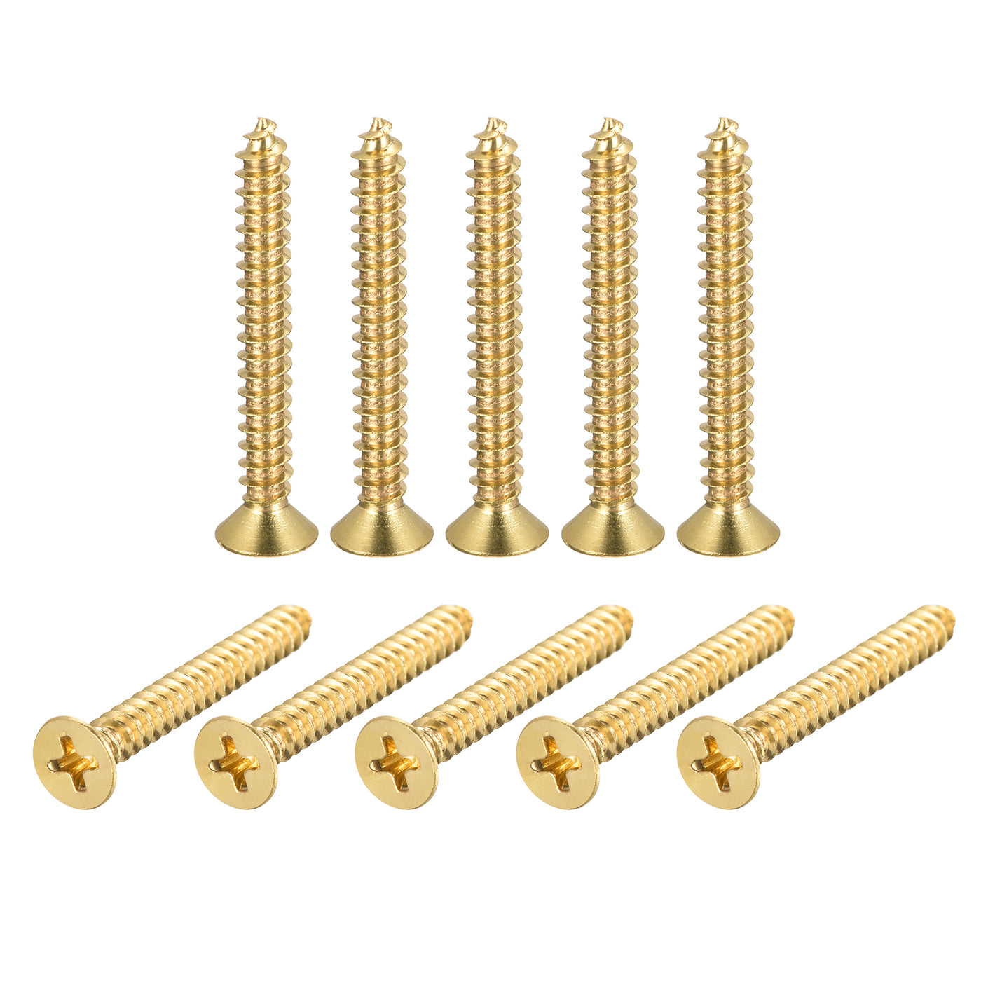 uxcell Uxcell Brass Wood Screws, M5x40mm Phillips Flat Head Self Tapping Connector for Door Hinges, Wooden Furniture, Home Appliances 20Pcs
