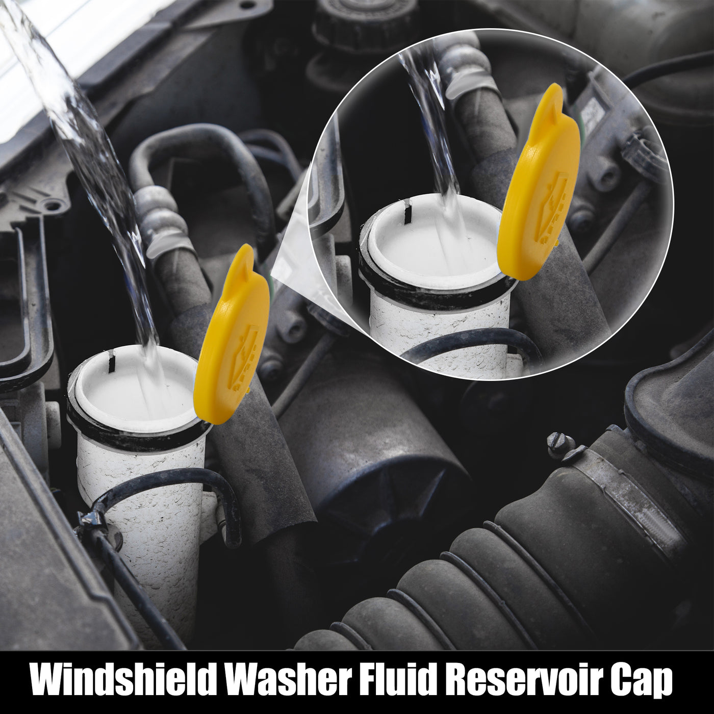 X AUTOHAUX 1488251 Yellow Windshield Wiper Washer Fluid Reservoir Tank Bottle Cap Cover for Ford Fiesta MK6 2001-2008