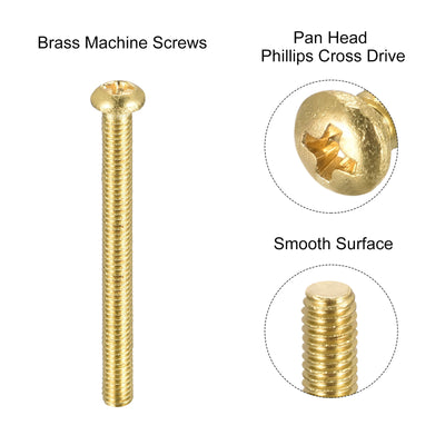 Harfington Uxcell Brass Machine Screws, M3x30mm Phillips Pan Head Fastener Bolts for Furniture, Office Equipment, Electronics 16Pcs