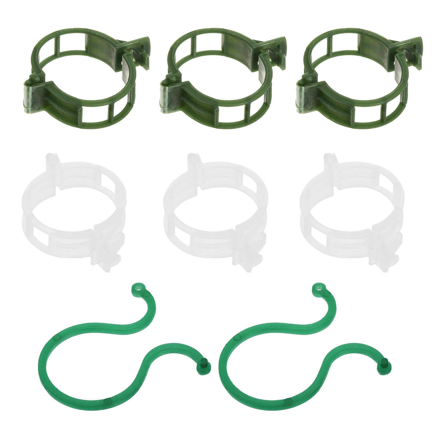 Harfington Plant Support Clips and Twist Clips Kit, Including 50Pcs Green Vine Clips, 50Pcs White Vine Clips and 20Pcs Garden Fixing Buckles, 1 Set