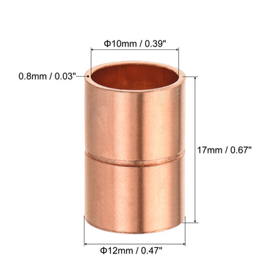 Harfington Copper Pipe Coupling 10mm Straight Connecting Adapter for Plumbing 5Pcs