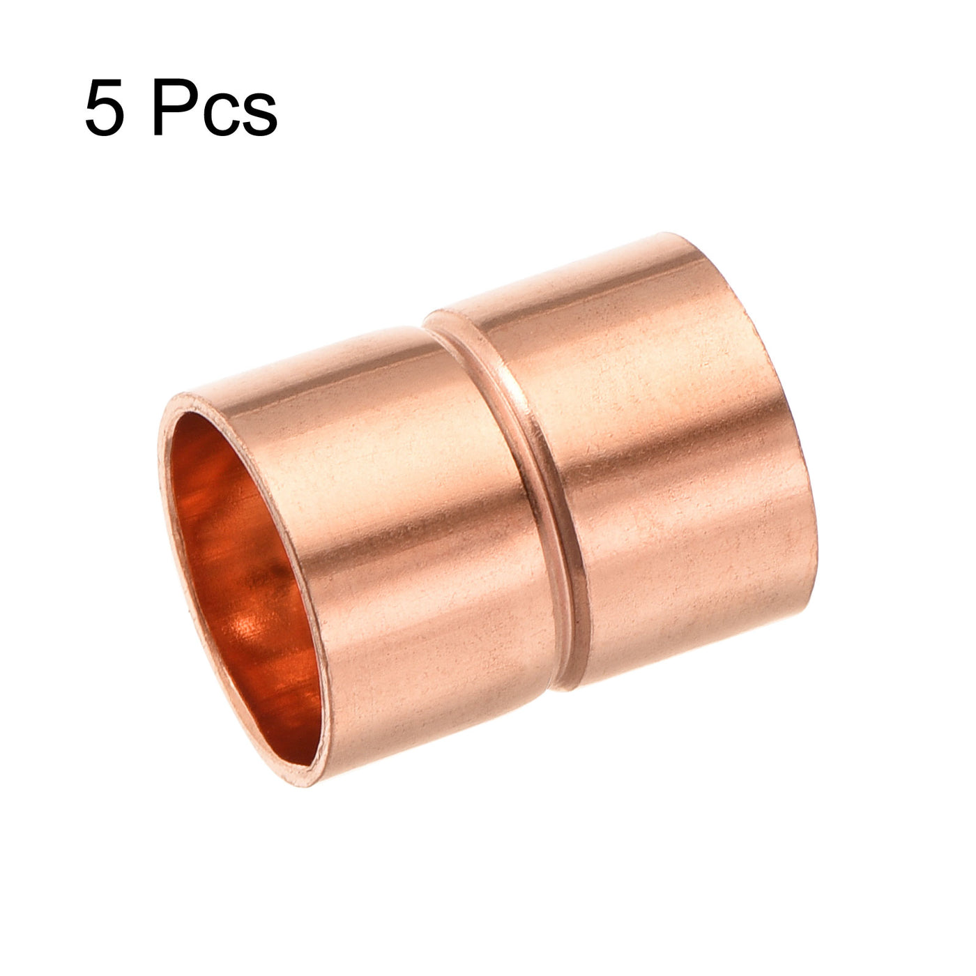 Harfington Copper Pipe Coupling 12.7mm Straight Connecting Adapter for Plumbing 5Pcs