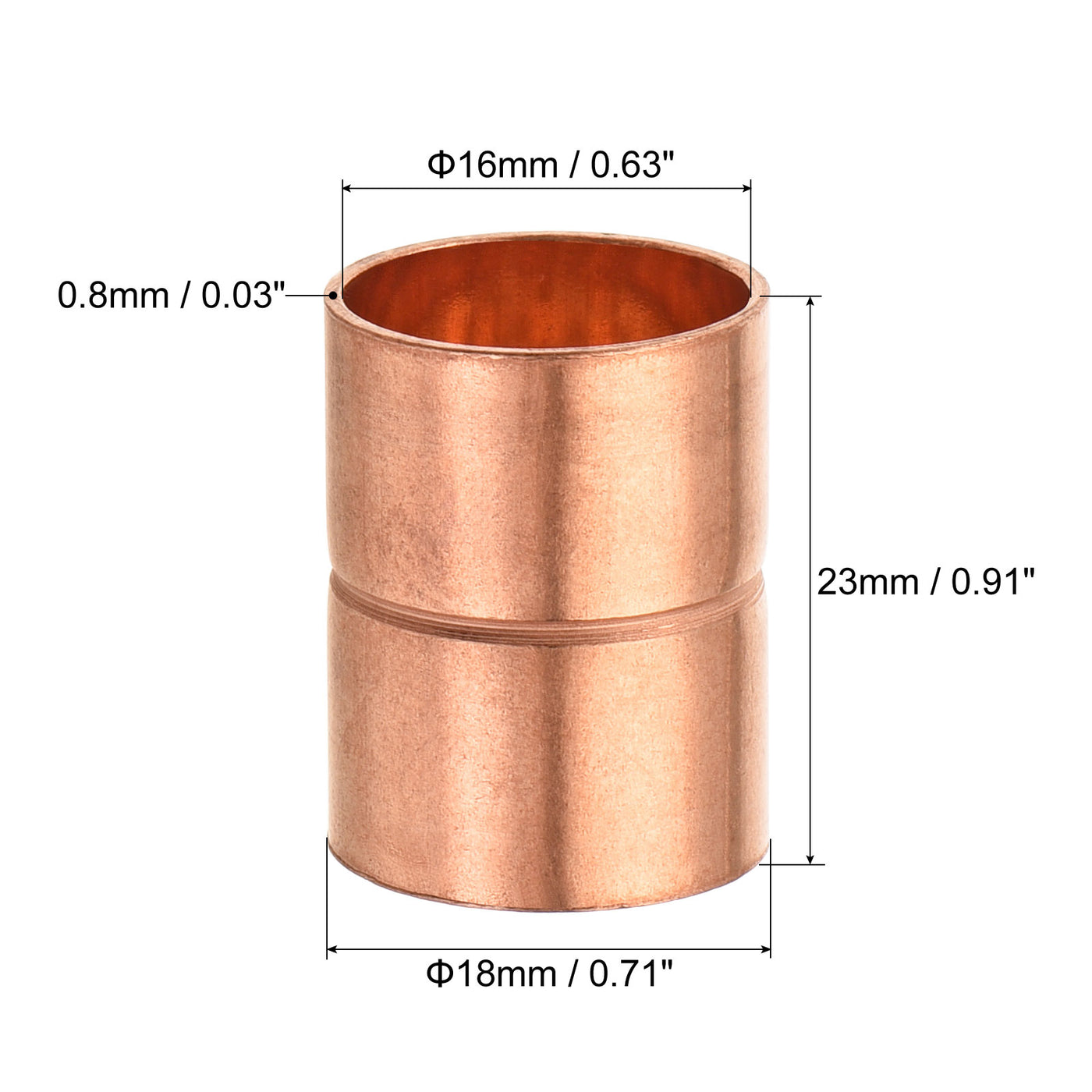 Harfington Copper Pipe Coupling 16mm Straight Connecting Adapter for Plumbing