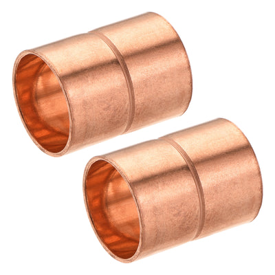 Harfington Copper Pipe Coupling 16mm Straight Connecting Adapter for Plumbing 2Pcs