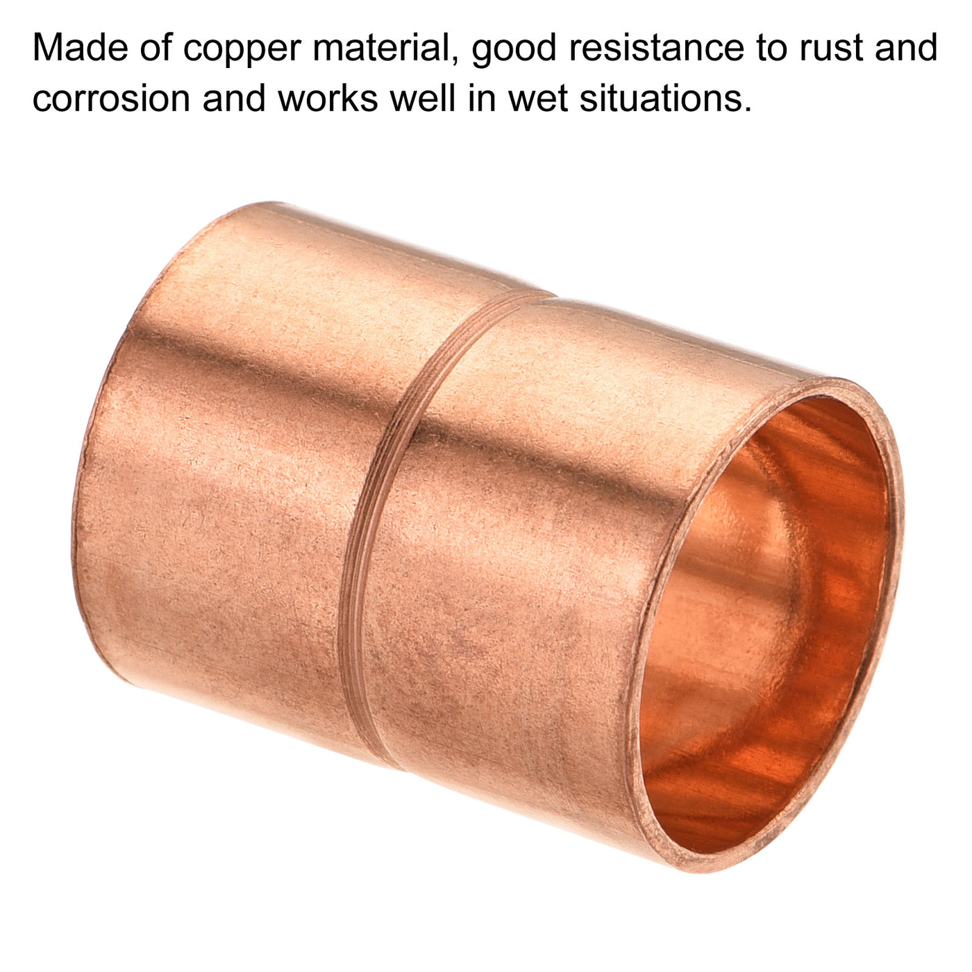 Harfington Copper Pipe Coupling 16mm Straight Connecting Adapter for Plumbing 5Pcs