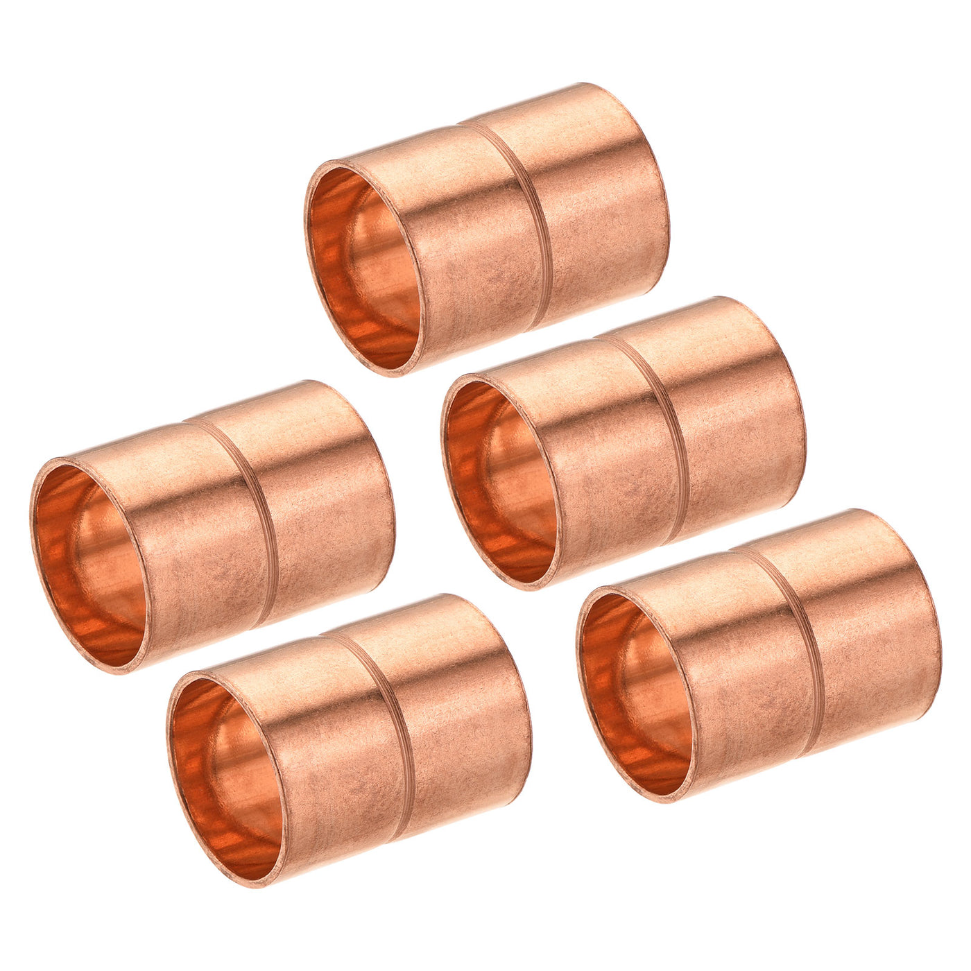 Harfington Copper Pipe Coupling 16mm Straight Connecting Adapter for Plumbing 5Pcs