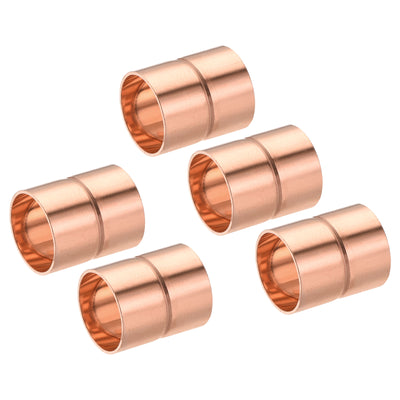 Harfington Copper Pipe Coupling 19mm Straight Connecting Adapter for Plumbing 5Pcs