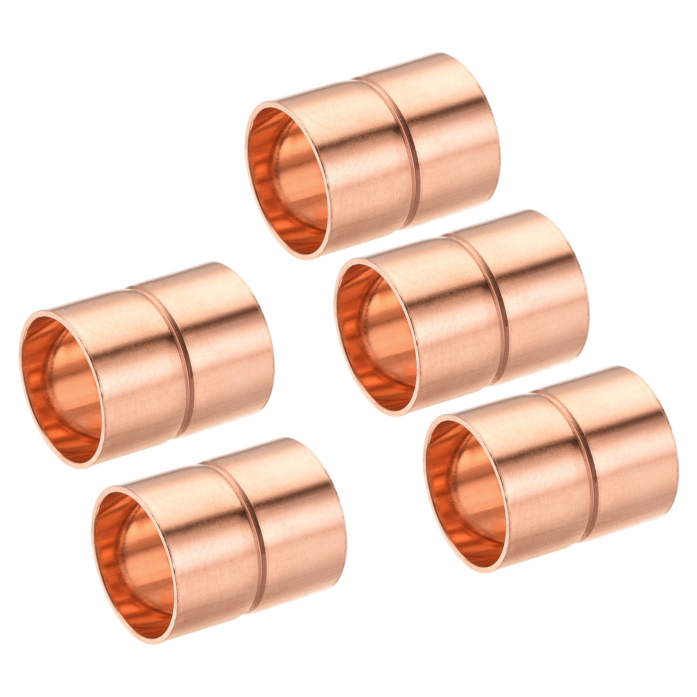 Harfington Copper Pipe Coupling 22mm Straight Connecting Adapter for Plumbing 5Pcs
