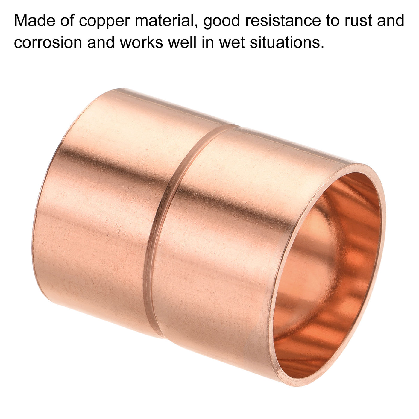 Harfington Copper Pipe Coupling 25mm Straight Connecting Adapter for Plumbing 5Pcs