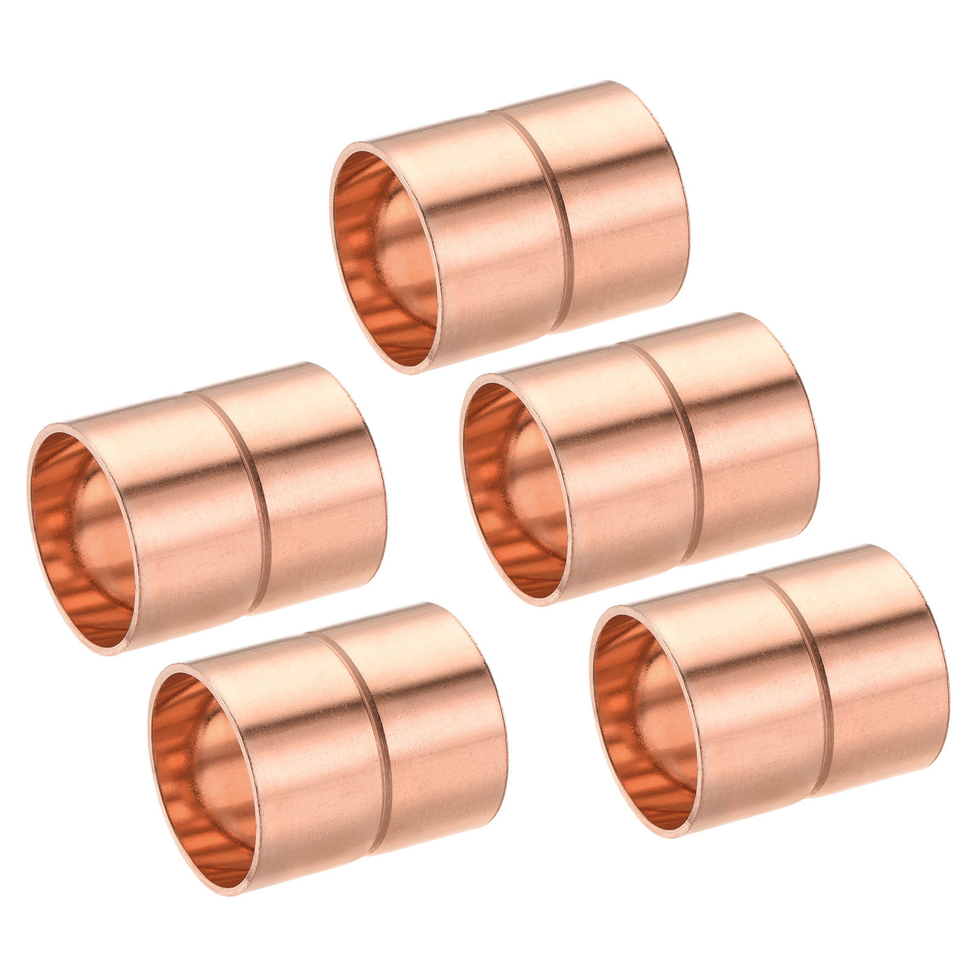 Harfington Copper Pipe Coupling 25mm Straight Connecting Adapter for Plumbing 5Pcs