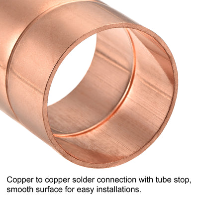 Harfington Copper Pipe Coupling 32mm Straight Connecting Adapter for Plumbing 3Pcs