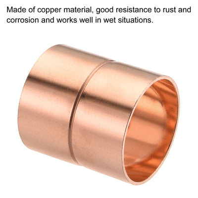 Harfington Copper Pipe Coupling 35mm Straight Connecting Adapter for Plumbing 2Pcs