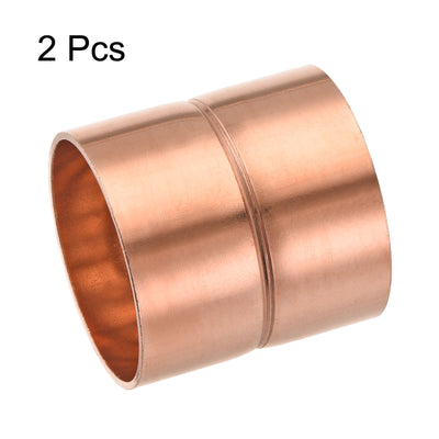 Harfington Copper Pipe Coupling 42mm Straight Connecting Adapter for Plumbing 2Pcs