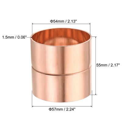 Harfington Copper Pipe Coupling 54mm Straight Connecting Adapter for Plumbing
