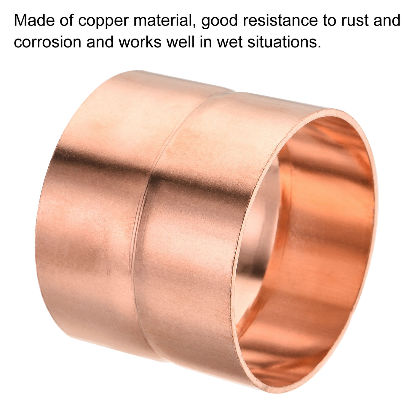 Harfington Copper Pipe Coupling 76mm Straight Connecting Adapter for Plumbing
