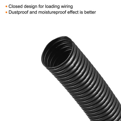 Harfington Wire Loom Tubing Corrugated Pipe Conduit, 32M/105ft Length 14.3x18.5mm Black for Wire Cable