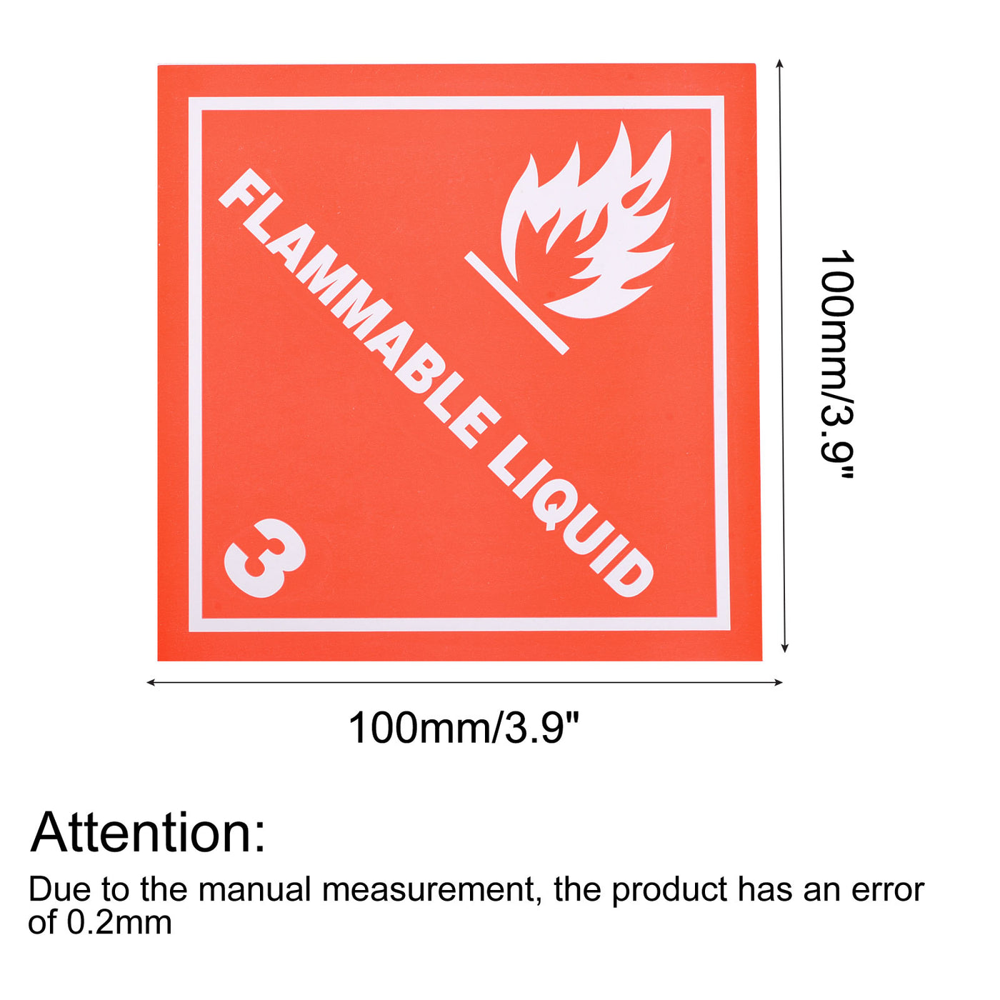 Harfington Flammable Liquid Hazardous Class 3 Warning Stickers Adhesive Labels Red 200 Pcs