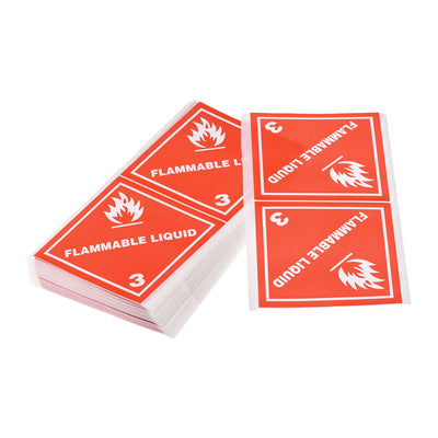 Harfington Flammable Liquid Hazardous Class 3 Warning Stickers Adhesive Labels Red 200 Pcs