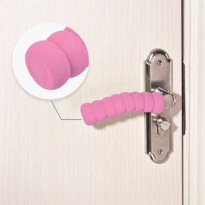 Harfington Uxcell Door Handle Cover Nitrile Rubber Protector Spiral Sleeve Pink 2pcs