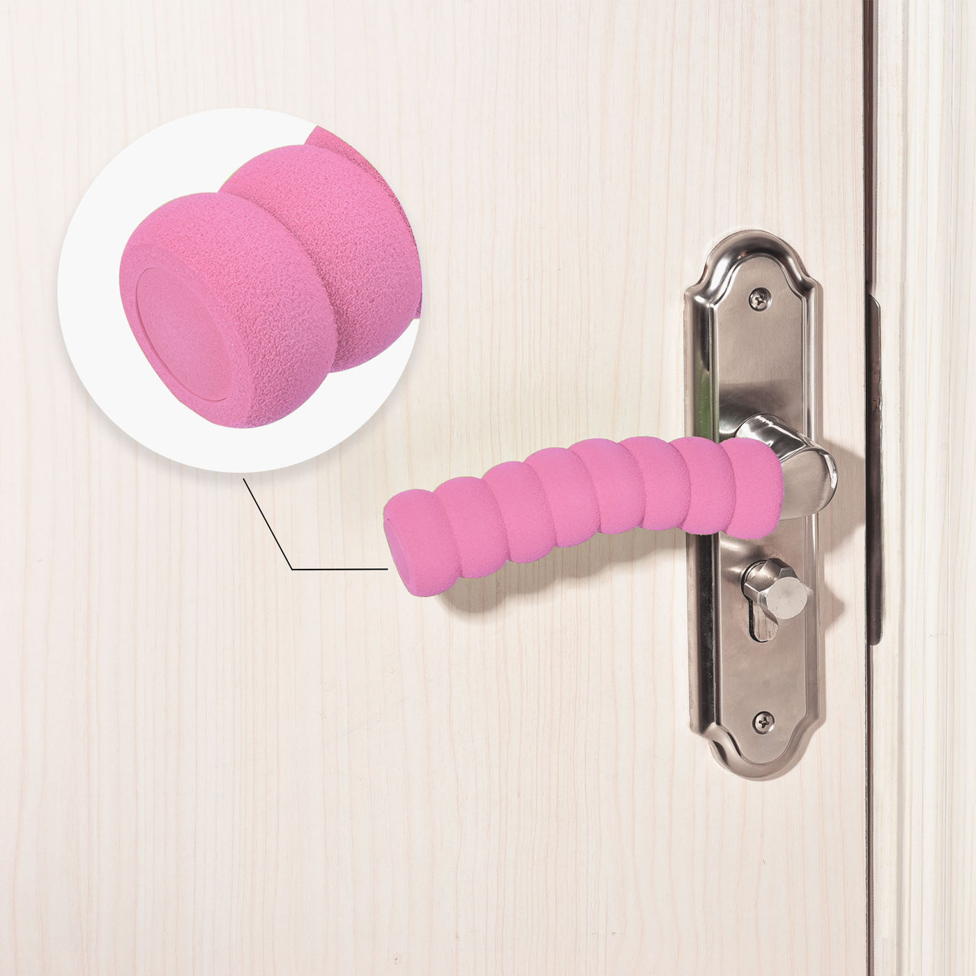 uxcell Uxcell Door Handle Cover Nitrile Rubber Protector Spiral Sleeve Pink 12pcs